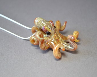 Pacific Octopus Pendant Necklace with multiple colors of Carmel and Brown a Great Gift Idea for Him or Her