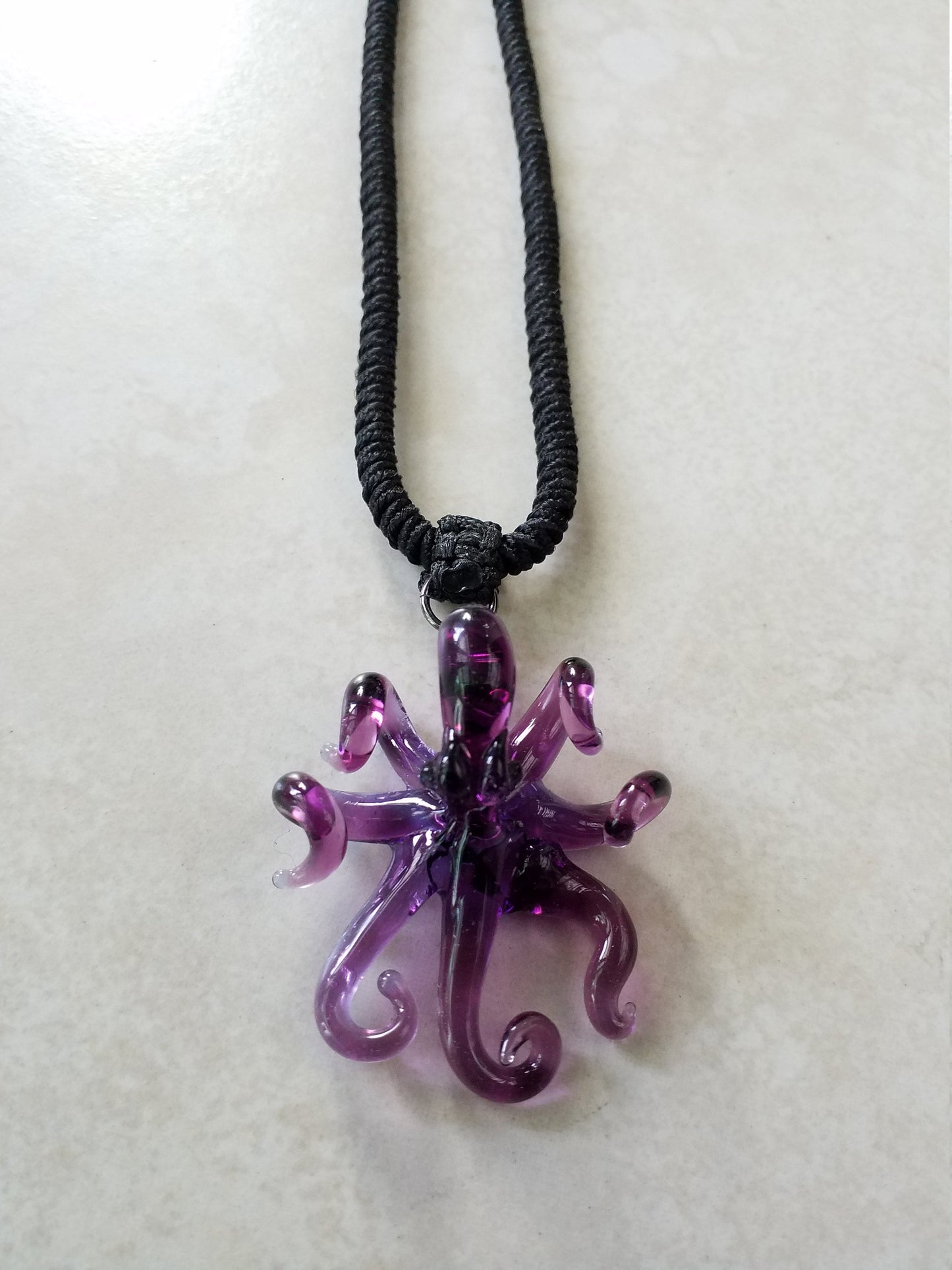 Purple Octopus handblown Glass Pendant