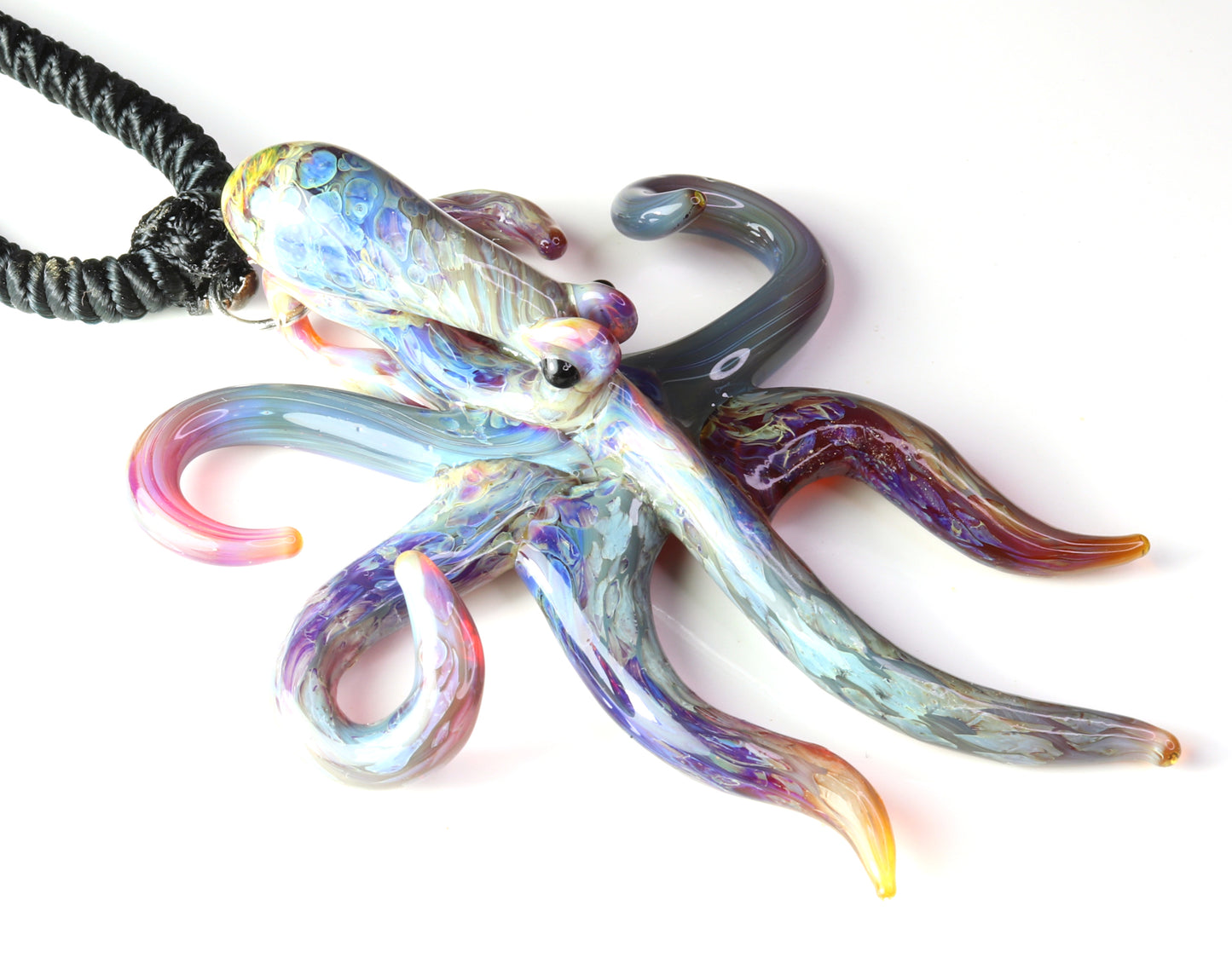 Purple glass spreading octopus pendant - GLASSnFIRE