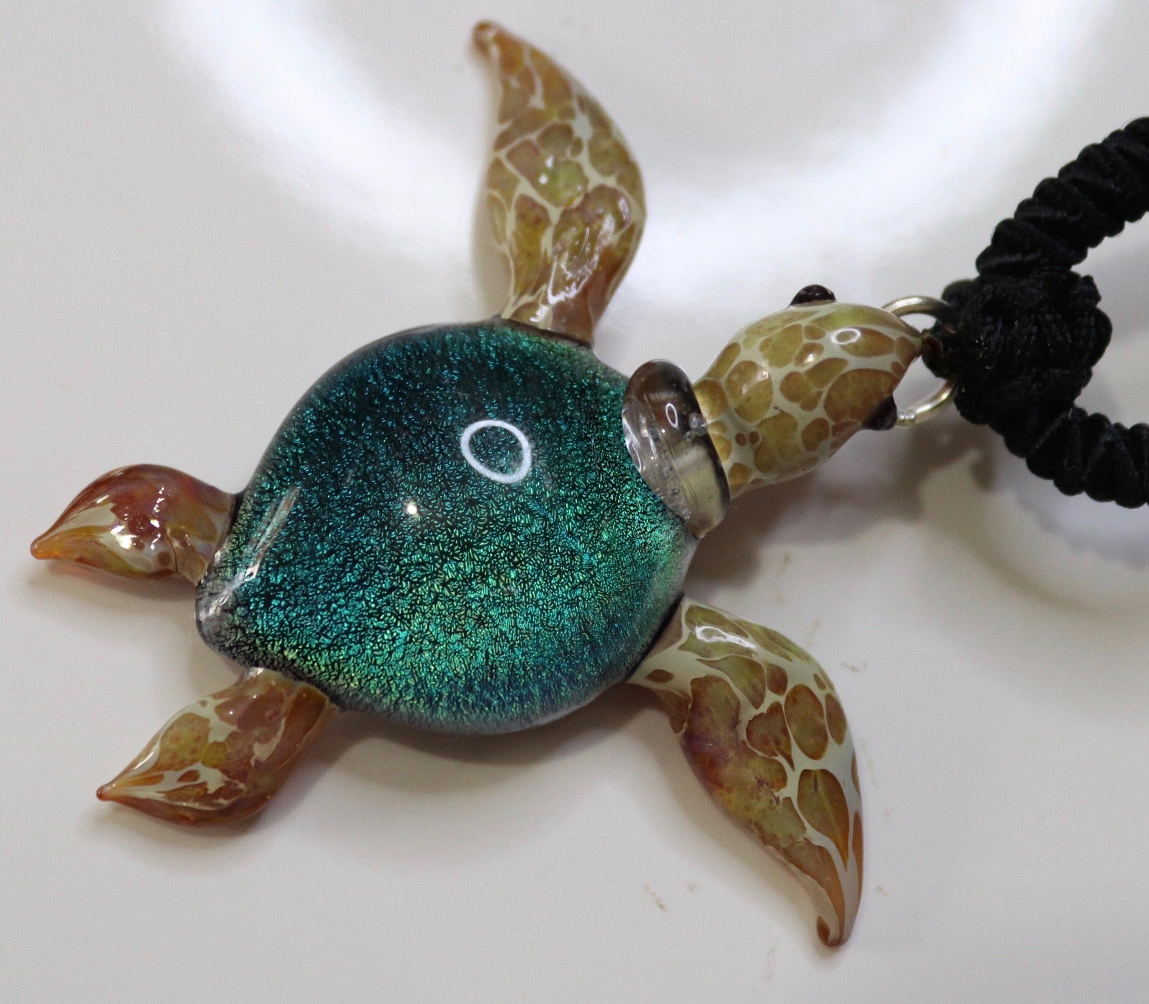 Handmade Emerald Sparkling Glass Sea Turtle Jewelry - GLASSnFIRE