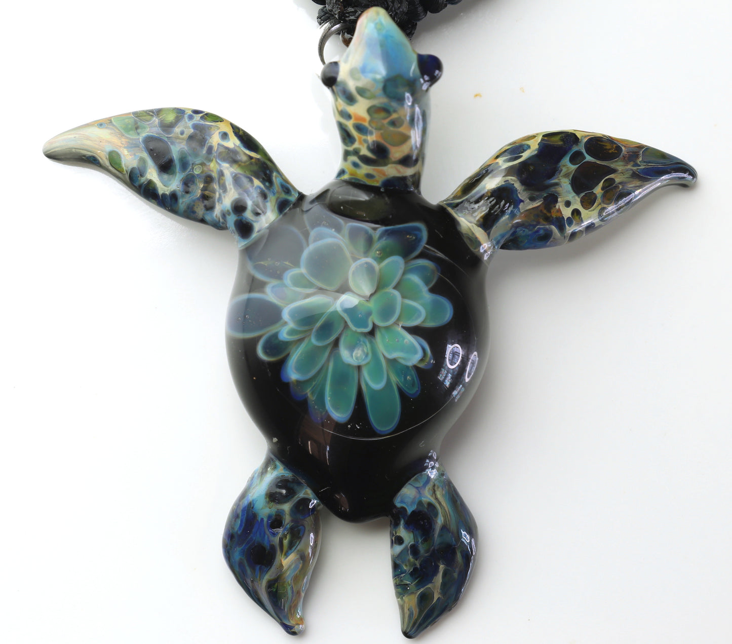 Handcrafted Green Sea Turtle Pendant Necklace - Unique Hawaiian Honu Design - GLASSnFIRE