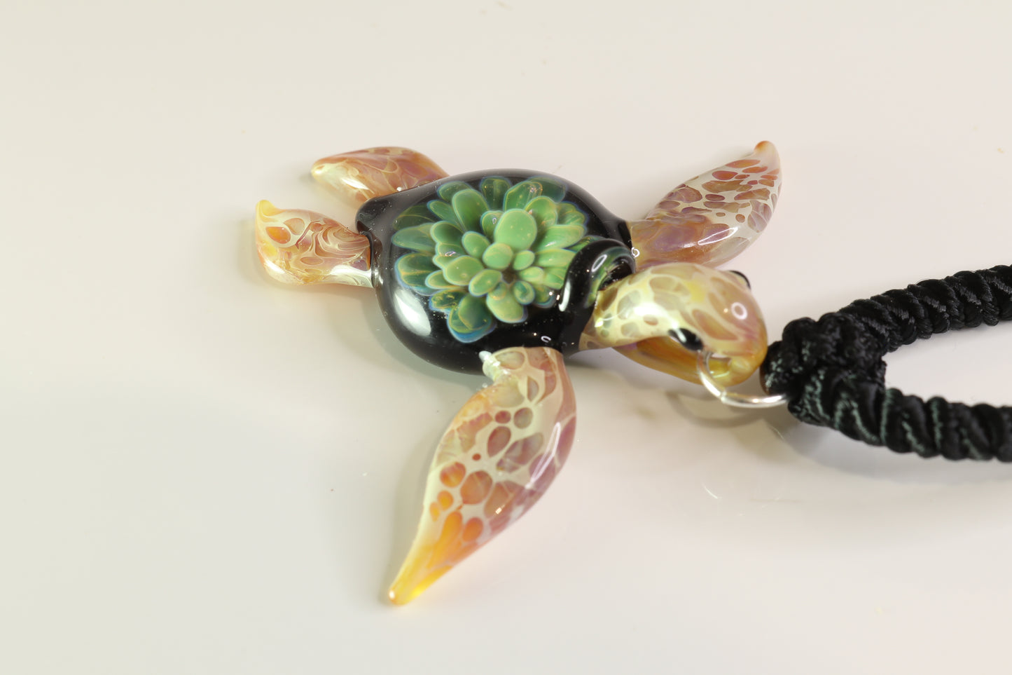 Exquisite Hawaiian Sea Turtle: Handcrafted Glass Pendant with Coral Reef Inside the Shell - GLASSnFIRE
