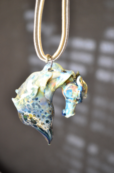 Horse Head Pendant Necklace, Equestrian Gift, Horse Art Cowboy Jewelry, Unicorn Necklace Horse Tack Horse Gift - GLASSnFIRE