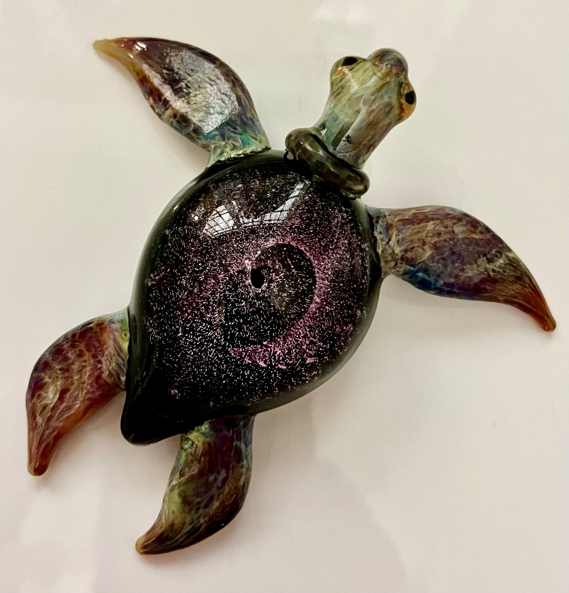 Galaxy Vortex inside this purple glass sea turtle - GLASSnFIRE